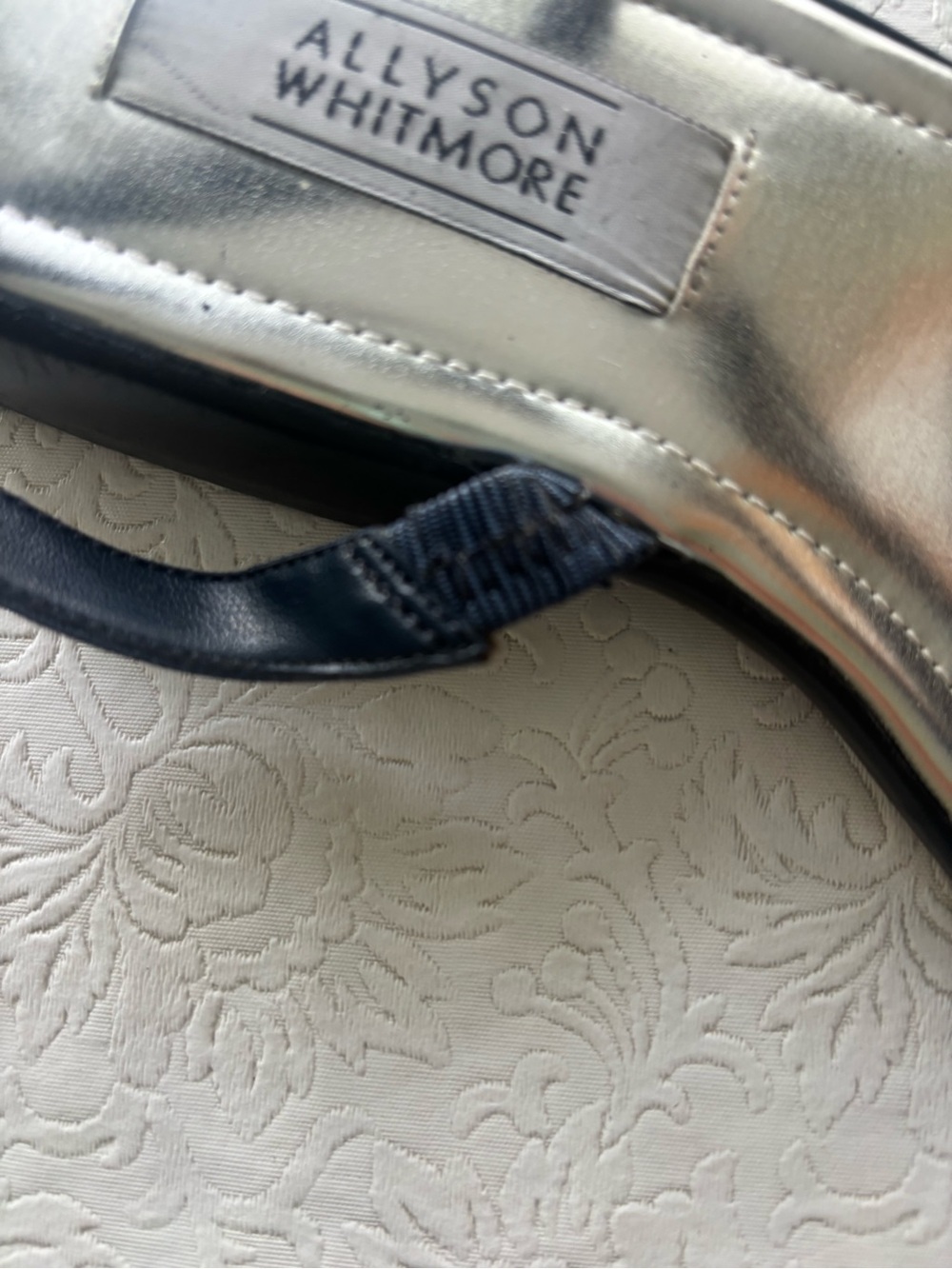 Vintage Allyson Whitmore Silver Elephant-Embellished Slingback Sandals, Size 9 - Picture 10 of 15